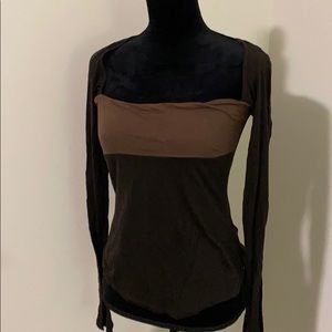 NWT James Perse size 3 medium large brown top l/s